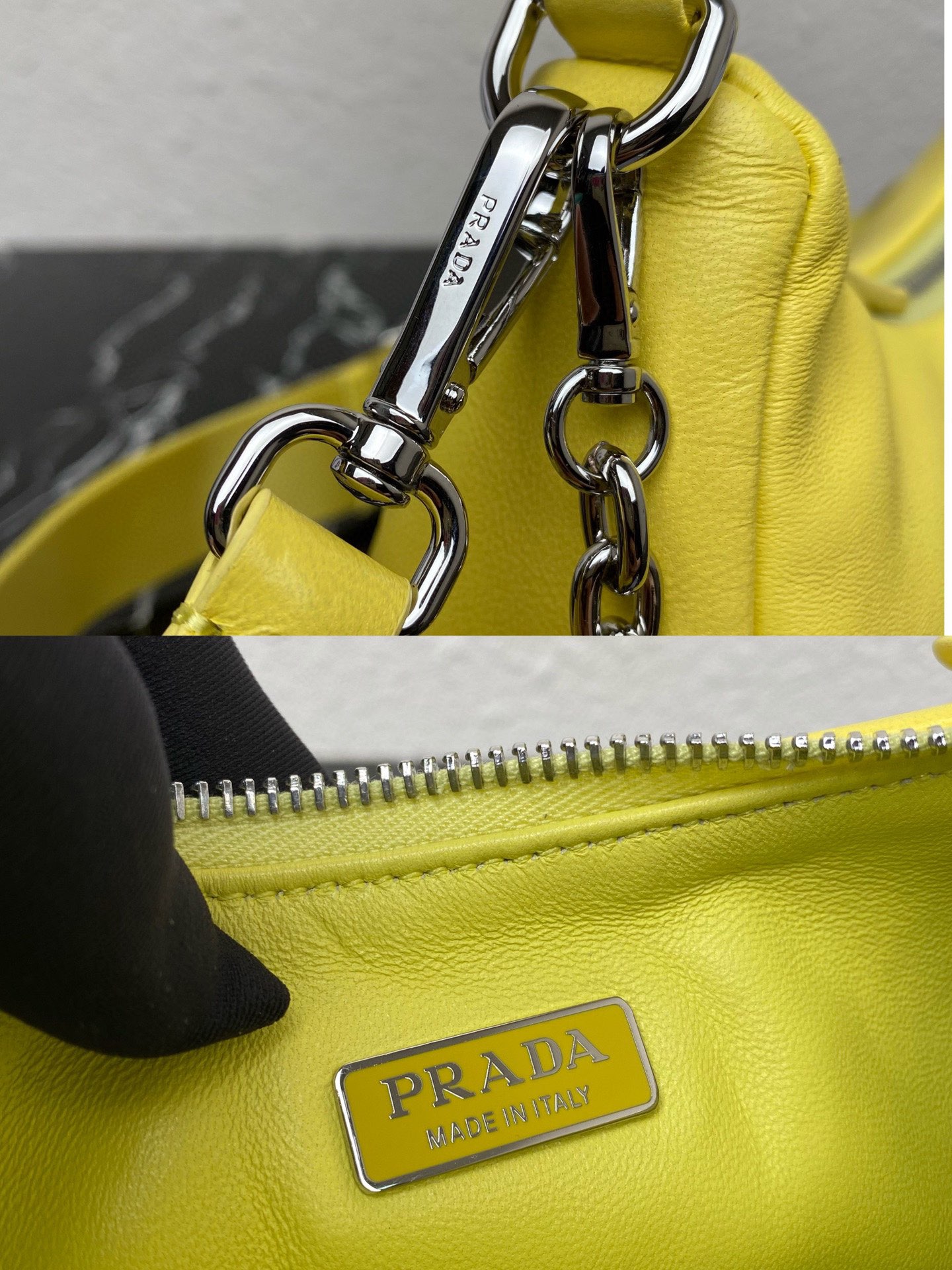 Prada Padded Nappa Leather Re Edition 2005 Shoulder Bag Lemon Yellow 1BH204